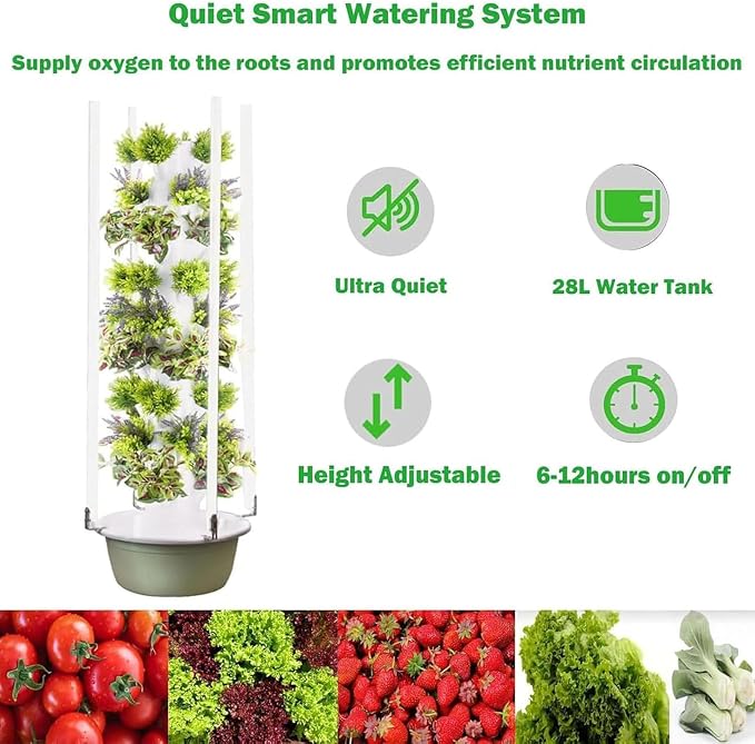 Vertical Hydroponic Grow Tower Aeroponic Tower for Fruits and Vegetables,Hydroponics Growing Kits,for Your Home Gardening System,9Layer-Withlight