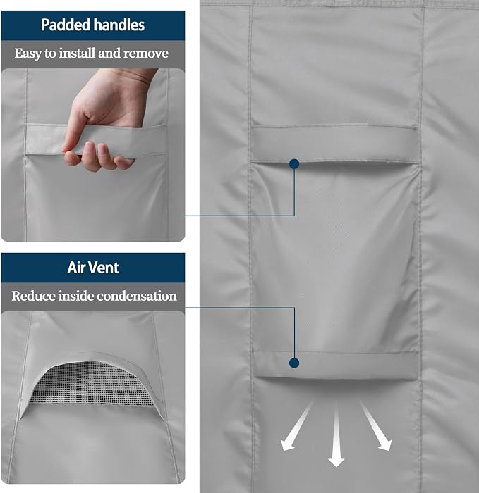 Easy-Going Rectangle Patio Furniture Cover Waterproof Outdoor Dining Table and Chair Cover Anti-UV Outside Sectional Sofa Set Covers (126"L x 63"W x 28"H, Grey)