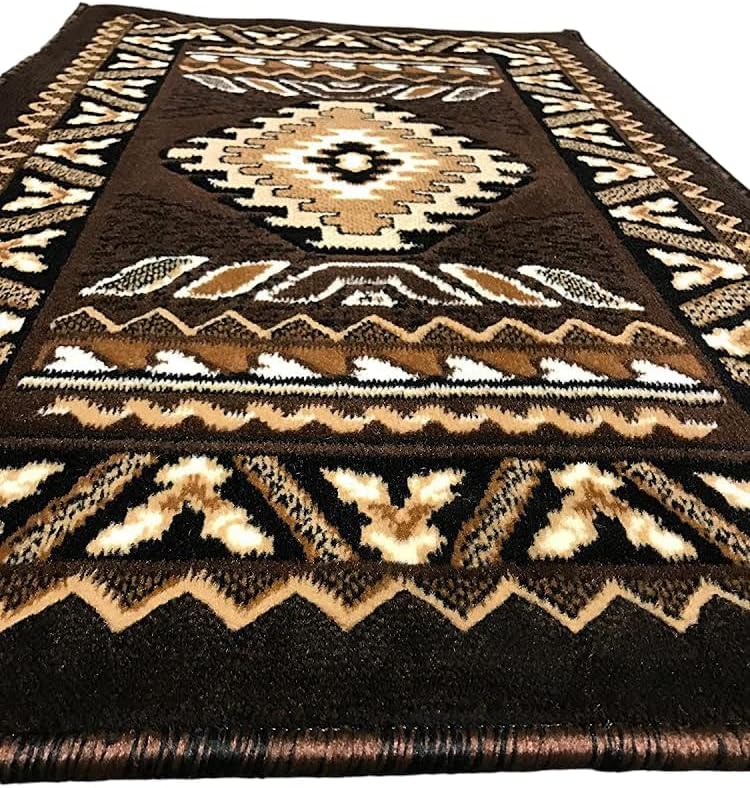YHSF South Western Area Rug for Living Room, Bedroom, Kitchen & More - Easy Clean, Soft & Durable Native American Tribal Rug - Stain-Proof, Non-Slip Runner for Home Decor - Chocolate Brown, 2' x 3'4" | Easy-Clean, Soft & Durable Tribal Rug for Living R...