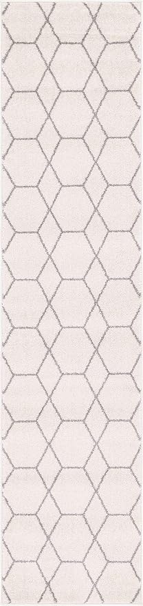 Unique Loom Trellis Frieze Collection Area Rug - Geometric (2' x 8' 8" Runner, Ivory/ Gray)