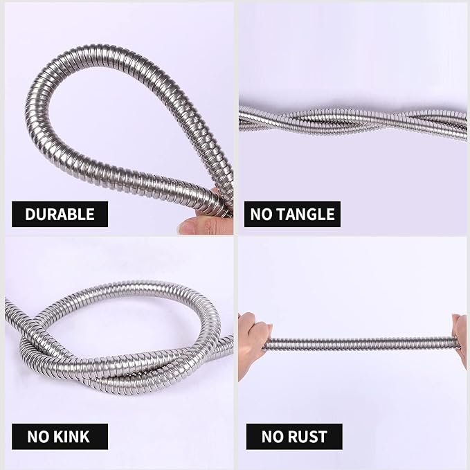 Metal Short Garden Hose 2 ft, Flexible Stainless Steel Garden Hose 2 ft Lightweight Water Hose with Brass Fittings (2 Feet)