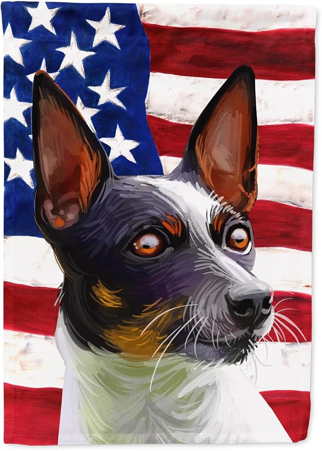 Caroline's Treasures CK6737GF Tenterfield Terrier American Flag Garden Flag Mailbox Flag Decorative Yard Flag Banner Outside Patio Artwork Yard Flower Beds, Garden Size, Multicolor