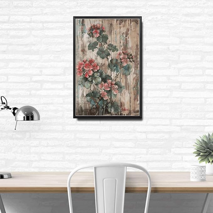 Metal Sign Tin Sign Vintage Wall Art Shabby Chic Pelargonium Tin Sign for Rustic Plant Lovers Vintage Aesthetics and Easy Installation Funny Sign for Room 6×8 Inches with Metal Frame