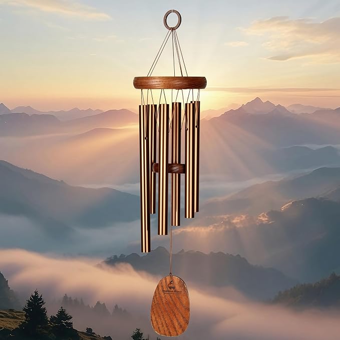 Woodstock Wind Chimes Amazing Grace Chime Wind Chime Inspirational and Memorial Gifts Wind Chimes for Outside Patio Home or Garden Decor (Bronze, 16" Small)