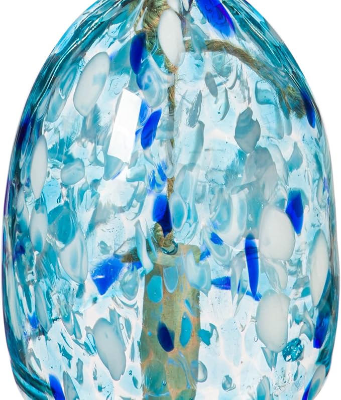 Evergreen Garden Colorful Art Glass Wind Chime | Light Blue| Solid Wood Striker | Natural Deep Tone | 8 Inches Tall | Beautiful Gift for Patio, Garden, Outdoor Home Decor
