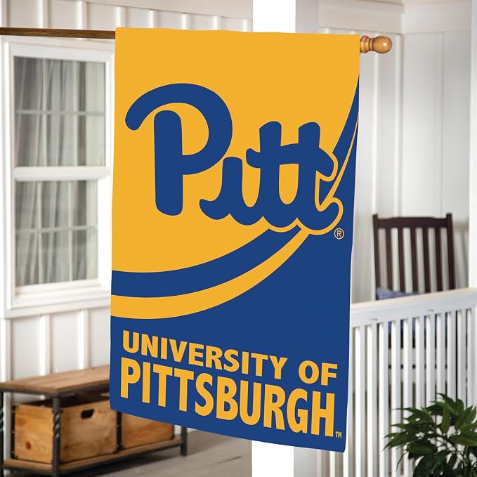 Team Sports America NCAA University of Pittsburgh House Flag, 28 x 44, Double Sided Garden Flags for Outside, Outdoor College Flags & Banners for Gardens Patio, Indoor Wall Decor Flag for Room