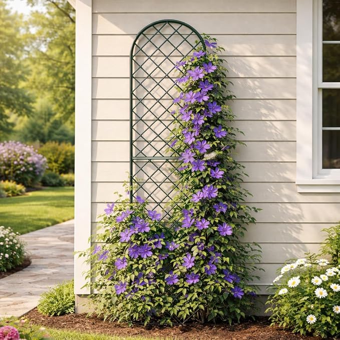 Vego garden Metal 23" x 78" Garden Mounted Wall Trellis 2 Pack for Climbing Plants Flowers Vegetables Planting Arched Outdoor Decoration for Courtyards Lawns Gardens