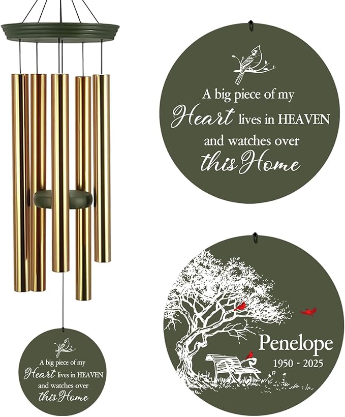 ASTARIN Personalized Wind Chimes Memorial, 30/36 in Cardinal Memorial Wind Chimes, Life Tree Custom Sympathy Gifts in Loving Memory of Mom/Dad, Wind Chime for Loss of Loved Ones(Produced in Texas)