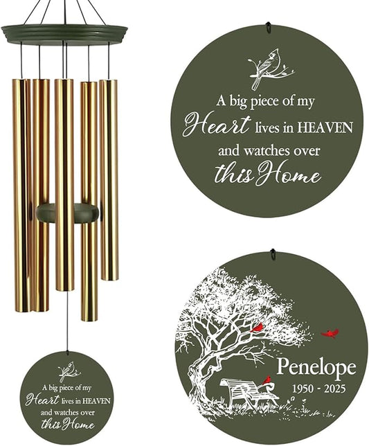 ASTARIN Personalized Wind Chimes Memorial, 30/36 in Cardinal Memorial Wind Chimes, Life Tree Custom Sympathy Gifts in Loving Memory of Mom/Dad, Wind Chime for Loss of Loved Ones(Produced in Texas)