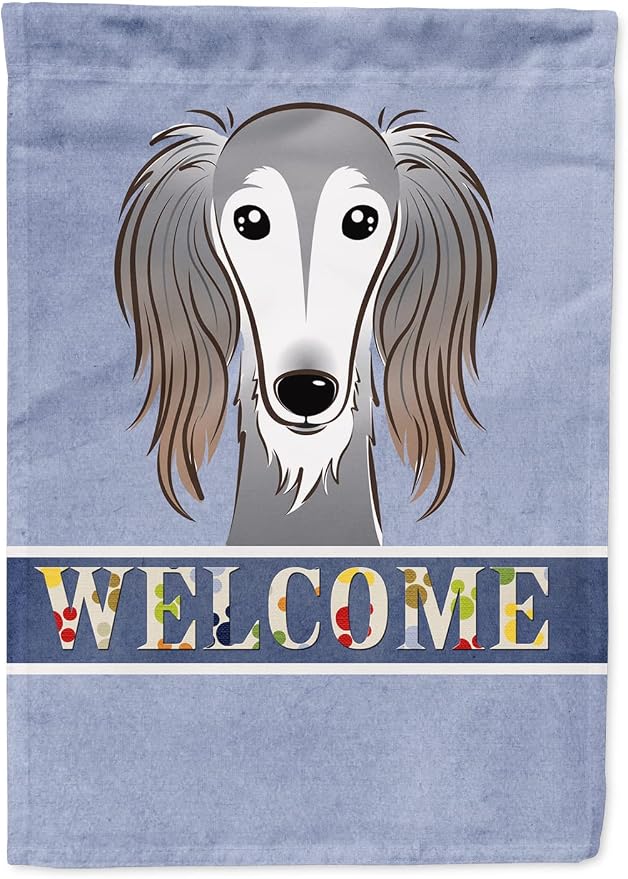 Caroline's Treasures BB1415GF Saluki Welcome Garden Flag, Blue Mailbox Flag Decorative Yard Flag Banner Outside Patio Artwork Yard Flower Beds, Garden Size, Multicolor