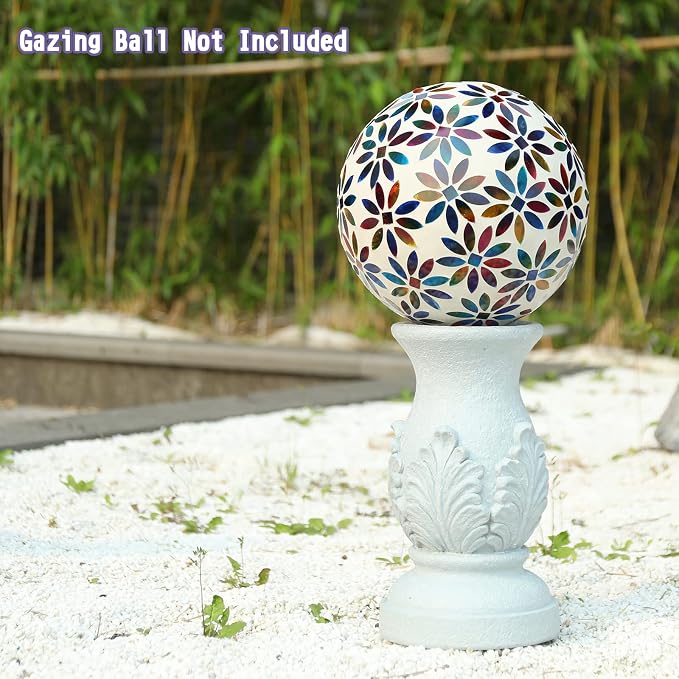 VCUTEKA Gazing Ball Stand, 8-10" Gazing Globe Roman Garden Pedestal Outdoor | 12" H Gazing Ball Stand for Garden, Outdoor Display Stand Décor Accessories Resin Roman pedestal for 10" Garden Gazing Globe
