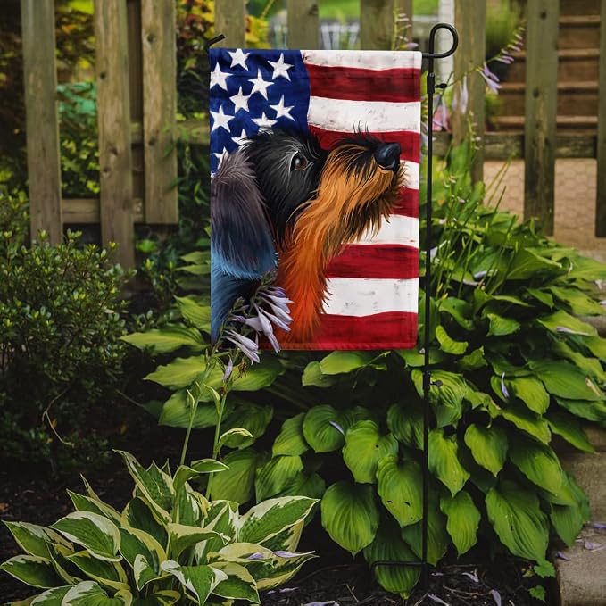 Caroline's Treasures CK6539GF German Wirehaired Pointer American Flag Garden Flag Mailbox Flag Decorative Yard Flag Banner Outside Patio Artwork Yard Flower Beds, Garden Size, Multicolor
