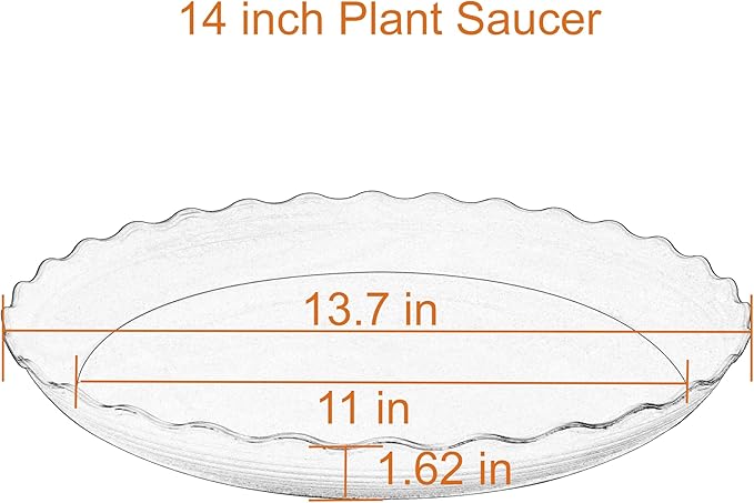 4 Pack of 14 inch Plant Saucer Plant Tray, Plastic Plant Saucer, Heavy Duty Plant Tray for Pots, Plant Saucers for Indoors Planter, Garden Water Plate Bowls for Gallon Grow Bags (Terracotta)