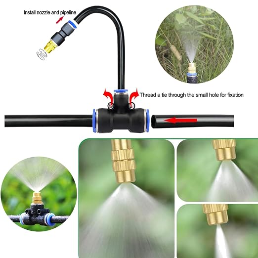 Update Drip Irrigation Kit, 82FT Automatic Watering System with 20 Replaceable 360° Bendable Sprayers, Atomizing Copper Nozzles for Garden, Plant, Lawn, Patio and Yard.(20)