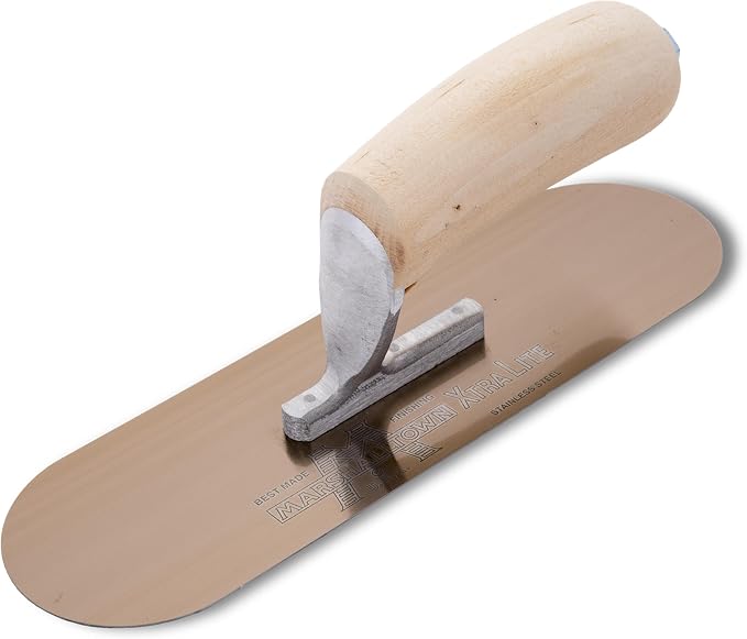MARSHALLTOWN The Premier Line SP10GS 10-Inch by 3-Inch Golden Stainless Steel Pool Trowel with Curved Wood Handle