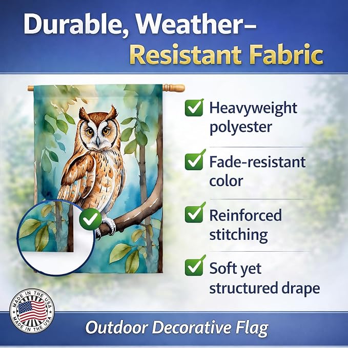 Caroline's Treasures Oriental Bay Owl House Flag Large Porch Sleeve Pole Decorative Outside Yard Banner Artwork Wall Hanging, Polyester, House Size, Multicolor