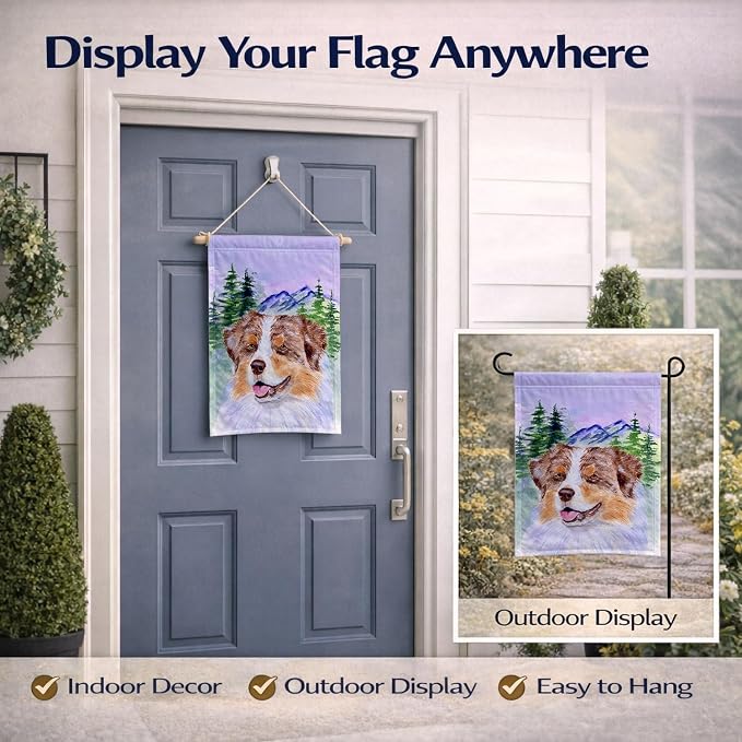 Caroline's Treasures SS8001GF Australian Shepherd Garden Flag Mailbox Flag Decorative Yard Flag Banner Outside Patio Artwork Yard Flower Beds, Garden Size, Multicolor