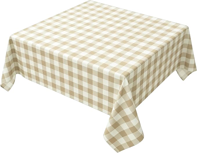 Waterproof Plaid Tablecloth Fabric - Square 58x58 Inch Classic Gingham Checker Table Cloth for Indoor/Outdoor Use - Buffalo Table Cover for Picnics, BBQs, and Parties