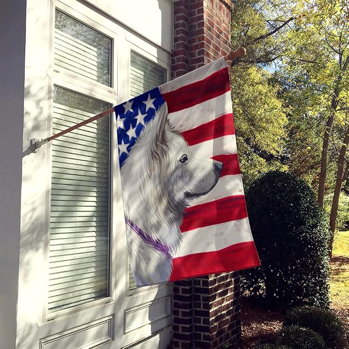 Caroline's Treasures CK6668CHF Pungsan Poongsan Dog American Flag House Flag Large Porch Sleeve Pole Decorative Outside Yard Banner Artwork Wall Hanging, Polyester, House Size, Multicolor