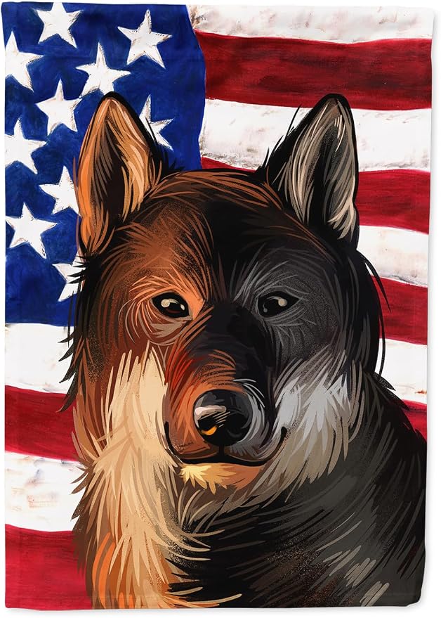 Caroline's Treasures CK6706CHF Shikoku Dog American Flag House Flag Large Porch Sleeve Pole Decorative Outside Yard Banner Artwork Wall Hanging, Polyester, House Size, Multicolor