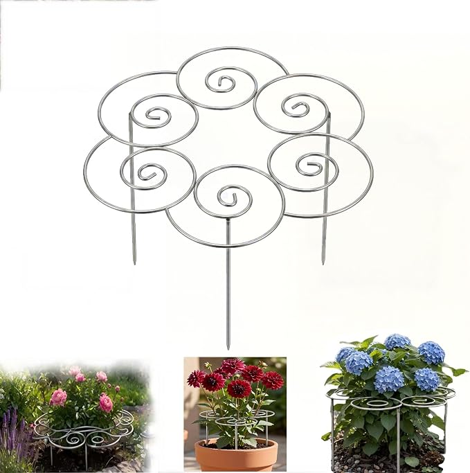 Peony Cages and Supports, Plant Support Garden Stakes, Metal Plant Support Ring for Garden, Plants Supports Cage, for Clump-Forming Flowers and Plants Such as Peonies, Roses, and Dahlias (M(15.7in))