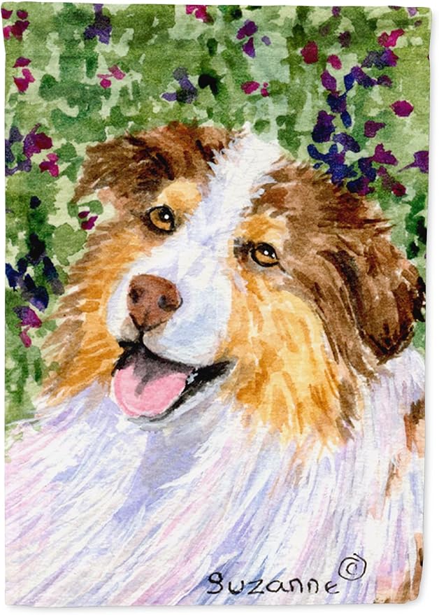 Caroline's Treasures SS8819GF Australian Shepherd Garden Flag Mailbox Flag Decorative Yard Flag Banner Outside Patio Artwork Yard Flower Beds, Garden Size, Multicolor