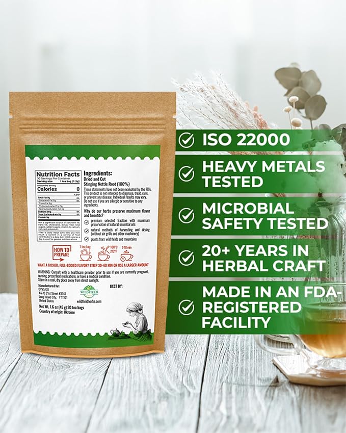 30 Bags Nettle Root Dried Stinging Nettle Root Herbal Tea - 30 Count 1.5g Bags Herb Tea Raíz De Ortiga