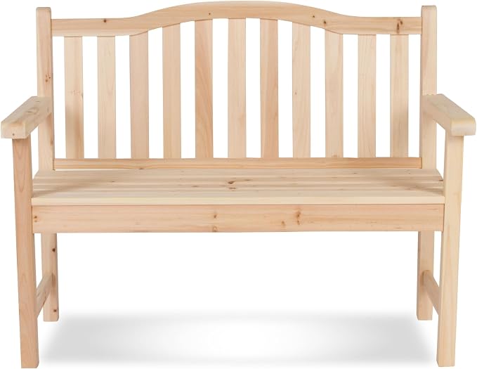 Shine Company 4212N-142 Belfort II Wooden Outdoor Patio Garden Bench, Light Beige