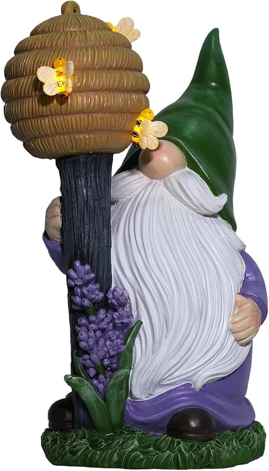 Solar Garden Outdoor Gnome Statues Yard Resin Decoration Gift Handmade Housewarming Gift for Patio Yard Lawn Waterproof Cracking