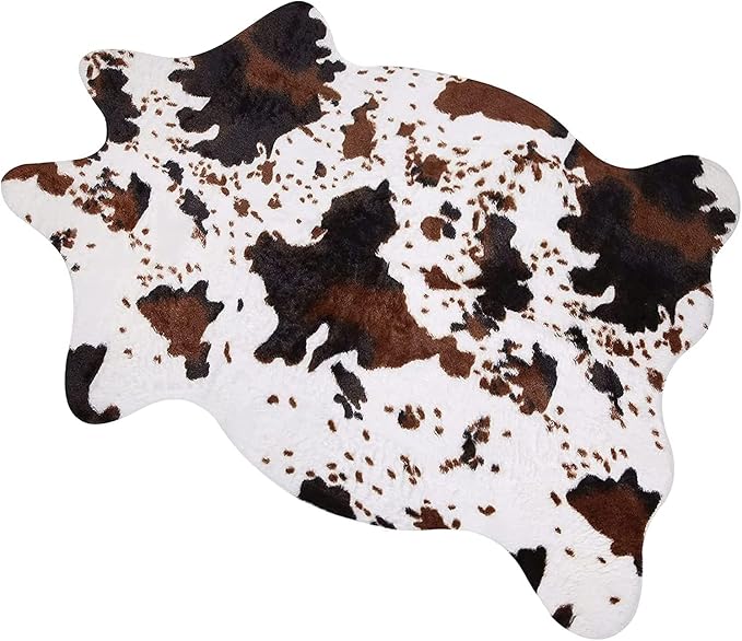 MACEVIA Cow Print Rug Faux Cowhide Rugs Cute Animal Area Carpet Western Decor for Living Room Bedroom with Anti-Slip Rubber Large Size 59" L x 47.2" W(4.9ft x 3.9ft)
