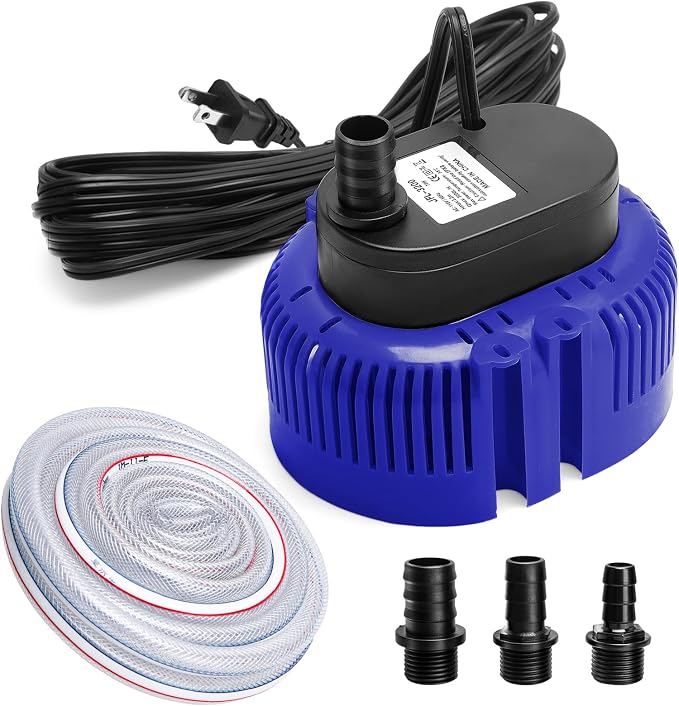 Sump Pump,Pool Cover Pump above Ground | For Swimming Pool Basement Garden Pond Tubs Draining,75W,Max Flow:850GPH,3 Adapters,25 Ft Power Cord (Blue)