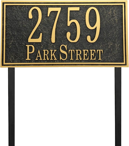 Address Sign Lawn Mounted - Custom House Number Sign with 2 Solid Metal Stakes,Address Numbers for Outside House,Yard,Garden,Grass,Ground,Drive Way,Lawn,13'' x 7''