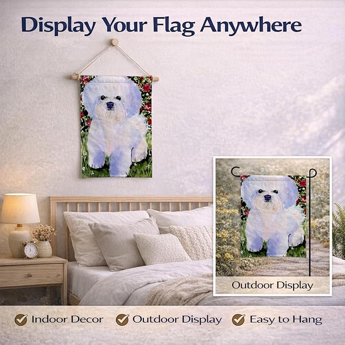 Caroline's Treasures SS8914GF Bichon Frise Garden Flag Mailbox Flag Decorative Yard Flag Banner Outside Patio Artwork Yard Flower Beds, Garden Size, Multicolor