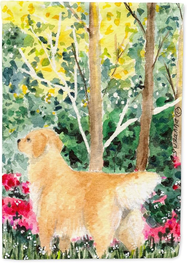 Caroline's Treasures SS8886GF Golden Retriever Garden Flag Mailbox Flag Decorative Yard Flag Banner Outside Patio Artwork Yard Flower Beds, Garden Size, Multicolor