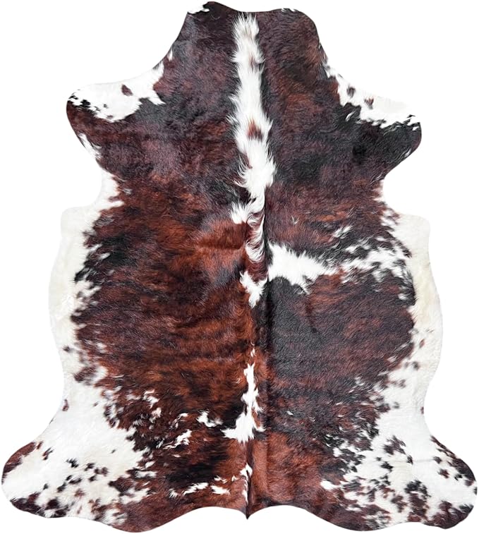 rodeo Genuine Cowhide Rug - Real Cow Hide Rug Large for Living Room & Bedroom - Western Rugs for a Natural Western Home Decor Ambiance - Rustic Cow Print Carpet Decor - 6x8 ft, Classic Tricolor