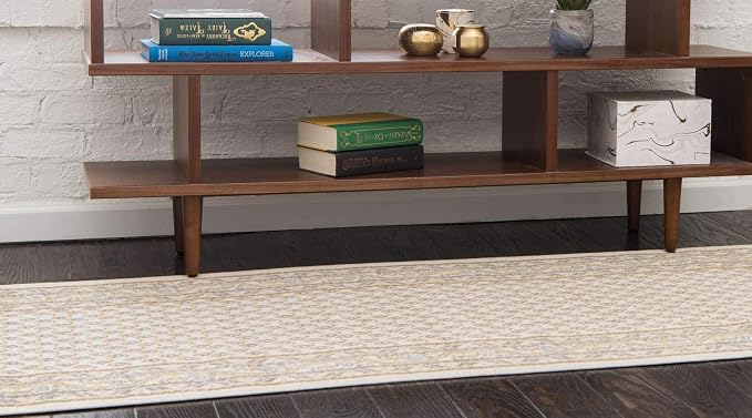 Unique Loom Williamsburg Collection Traditional Border with Dotted Center Area Rug, Runner 2' 9" x 9' 10", Beige/Yellow