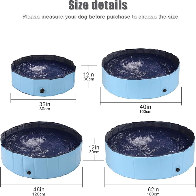 Dog Pool Foldable pet Pool Large Dog Swimming Pool pet Swimming Pool PVC Non-Slip Pool for All Kinds of pets48-12in