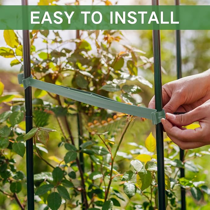 Geelin 200pcs Stake Arms for Tomato Cage Expandable Trellis Connectors for Tomato Cage Attach Plant Stakes Climbing Plants Garden Plants Vegetables (11.81in×0.43in)