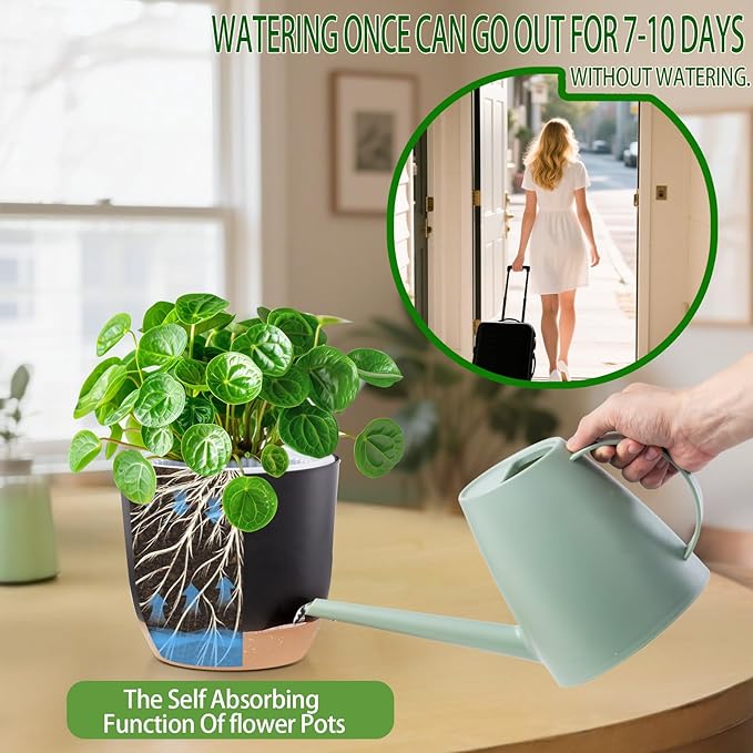 3Packs Self Watering Orchid Pots for Indoor Plants,5.8 Inch Macetas para Orqudeas,Flower Pots for Indoor Plants with Holes(Black)