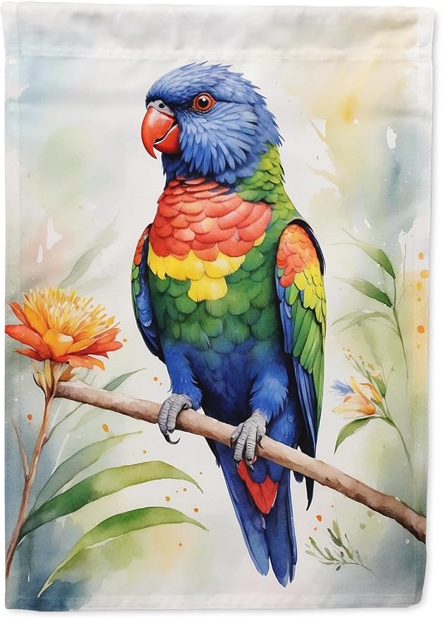 Caroline's Treasures Rainbow Lorikeet House Flag Large Porch Sleeve Pole Decorative Outside Yard Banner Artwork Wall Hanging, Polyester, House Size, Multicolor