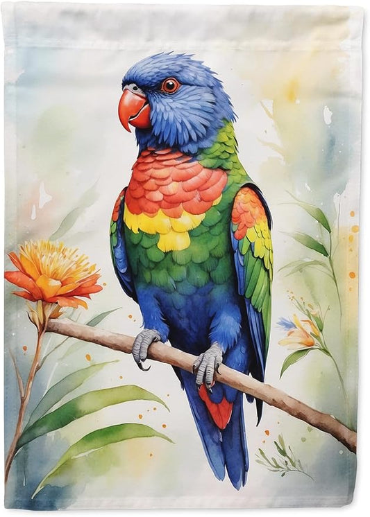 Caroline's Treasures Rainbow Lorikeet House Flag Large Porch Sleeve Pole Decorative Outside Yard Banner Artwork Wall Hanging, Polyester, House Size, Multicolor