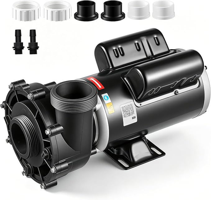 VEVOR SPA Pump 3HP Hot Tub Pump 2 Speed 48 Frame with 1.5" & 2" Port, 230V, 190 GPM High Speed & 90 GPM Low Speed, 90° Rotational Interface, SPA Bath Water Circulation, Compatible with OEM Models