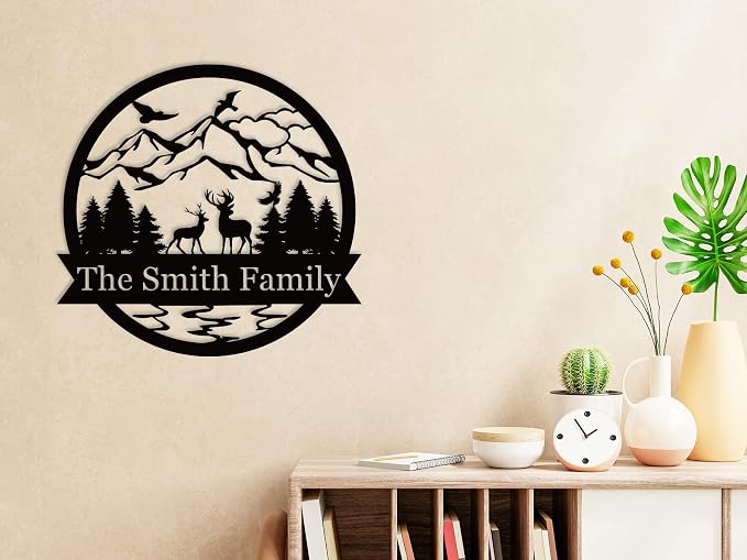 The Great Outdoors Deer Monogram, Metal Wall Decor, Custom Monogram Sign Customized Outdoor Personalized Metal Signs