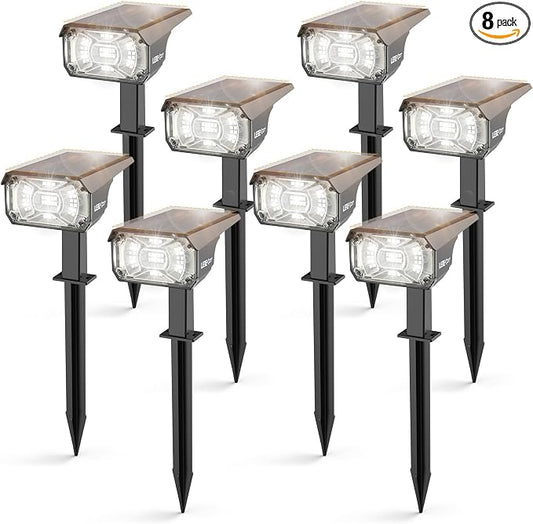 LEREKAM Solar Spot Lights Outdoor,40 LEDs Solar Outdoor Waterproof Landscape Lights with 3 Light Modes, Solar Powered Garden Yard Wall Lights Auto On,Off for Patio 8 Pack