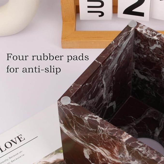 Natural Marble Square Tissue Box Cover ,Stone Modern Decorative Sturdy Napkin Box Holder Case,Facial Paper Organizer for Bathroom Vanity Toilet Countertop,Kitchen (1, Rosso Lepanto, 5.71*5.71*5.51)
