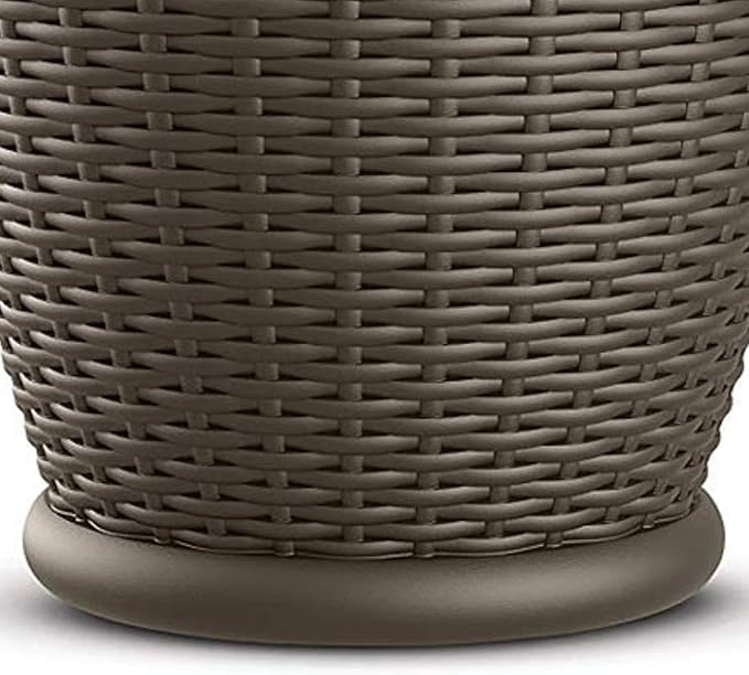 Suncast 2 Pack Wicker Planter w/Drillable Drain Holes, Decorative Indoor/Outdoor Pot, 18in, Java