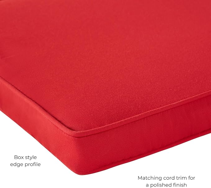 Indoor/Outdoor Chair Pads in Sunbrella Fabric – 17''x17'' Patio Seat Cushions with Foam Insert, Removable Reversible Cover & Ties for Patio Dining Chairs – Set of 2 or 4, Canvas Jockey Red