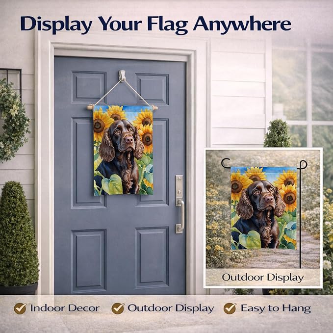 Caroline's Treasures DAC6039GF Boykin Spaniel in Sunflowers Garden Flag Mailbox Flag Decorative Yard Flag Banner Outside Patio Artwork Yard Flower Beds, Garden Size, Multicolor