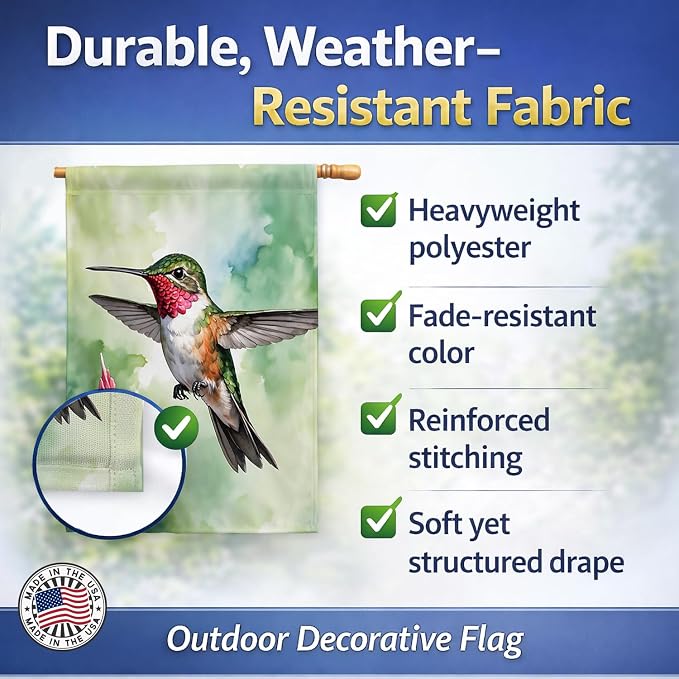 Caroline's Treasures Calliope Hummingbird House Flag Large Porch Sleeve Pole Decorative Outside Yard Banner Artwork Wall Hanging, Polyester, House Size, Multicolor