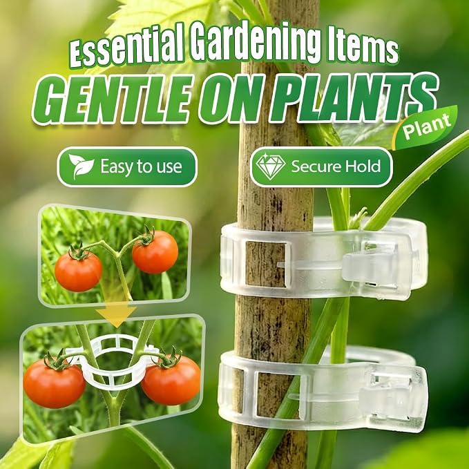 Secured Plastic Plant Clip, 2026 Upgraded Plant Support Clips Reusable Garden Clips, Plant Support Clips Garden Climbing Vines Fixing Clip Trellis Clips Climbing Tomato Clip (White, 150pcs)